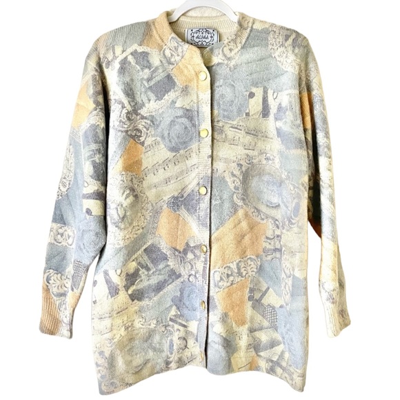 Sweaters - 10/$63 ALJAS wool angora blend crewneck cardigan cream gold metallic glimmer